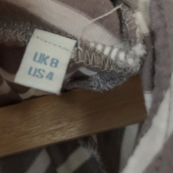 Boden 100% cotton short sleeve top size 4 US 8 UK gray + white stripes pattern - Picture 2 of 7